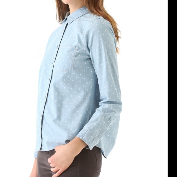 Madewell Tops - MADEWELL Chambray Polka Dot Button Down Shirt Size M